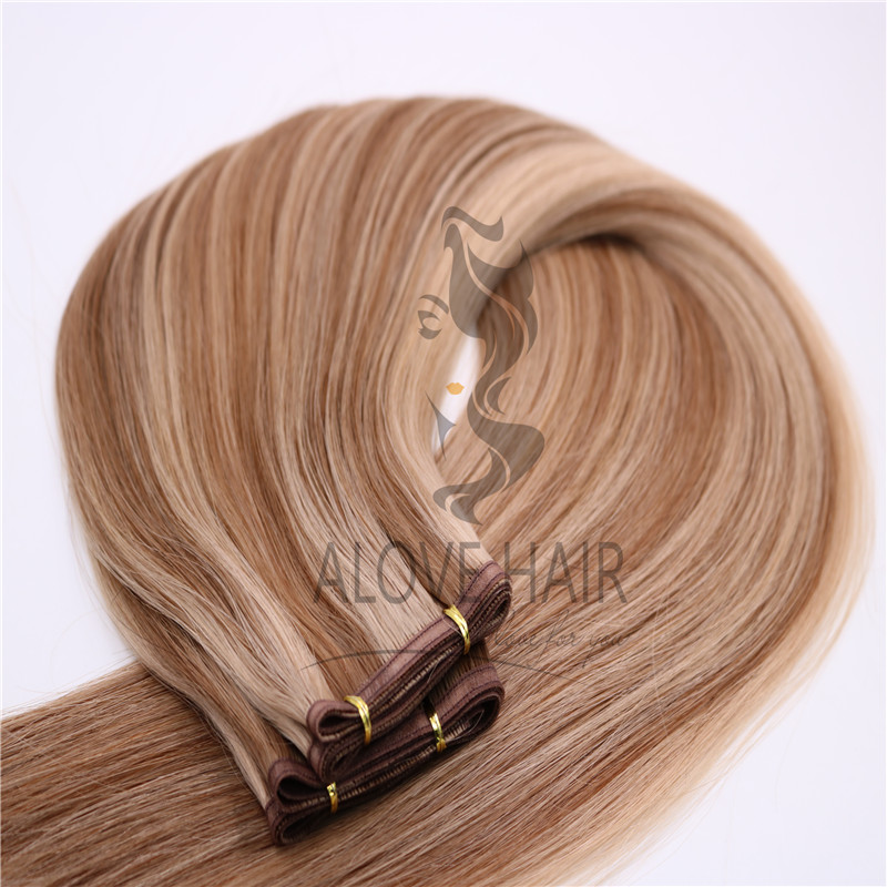 Full cuticle piano color flat wefts