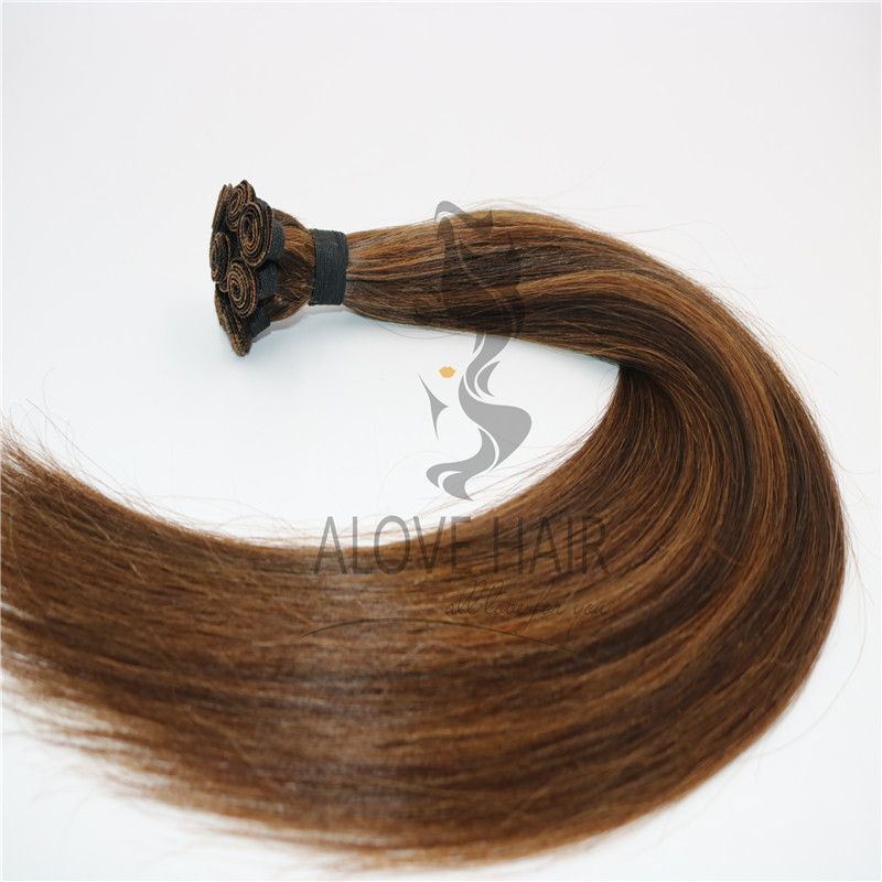 Mix color cuticle intact remy hand tied wefts