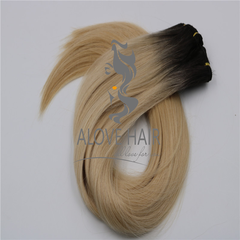 Wholesale best ombre 1B/613 hand tied weft extensions