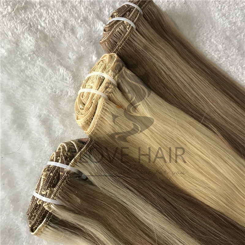 High quality cuticle intact remy clip in hair extensions vendor 