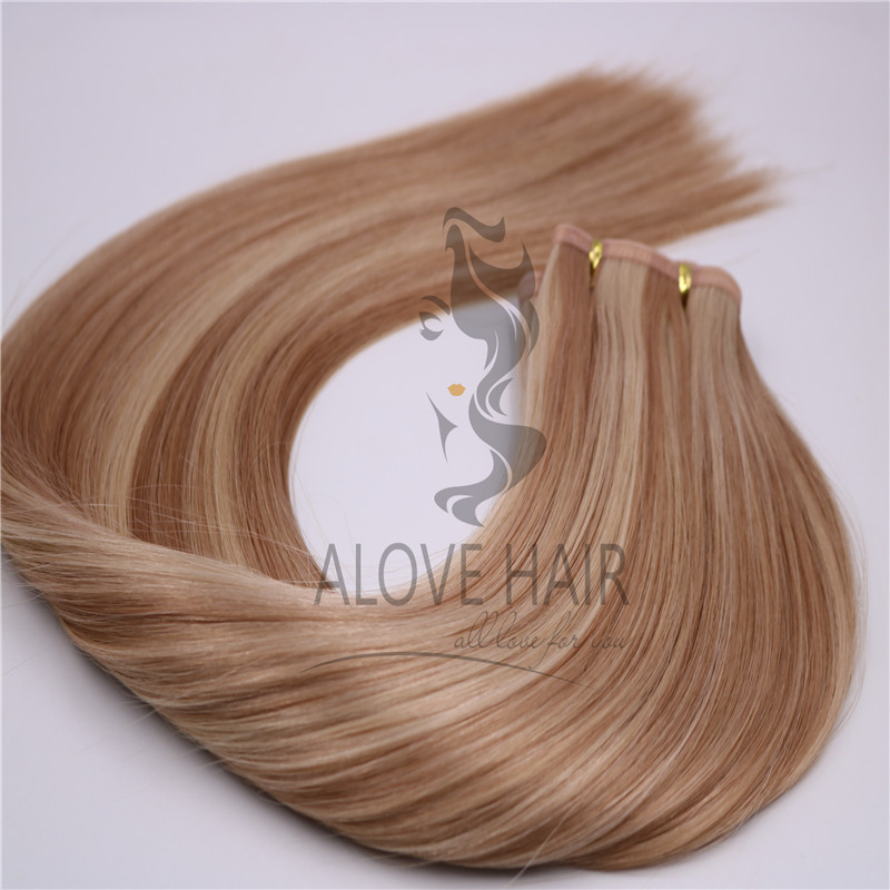 High quality piano color flat weft hair extensions 