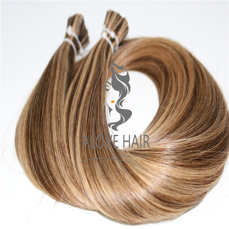 High quality satin strands flat i tip hair extensions 