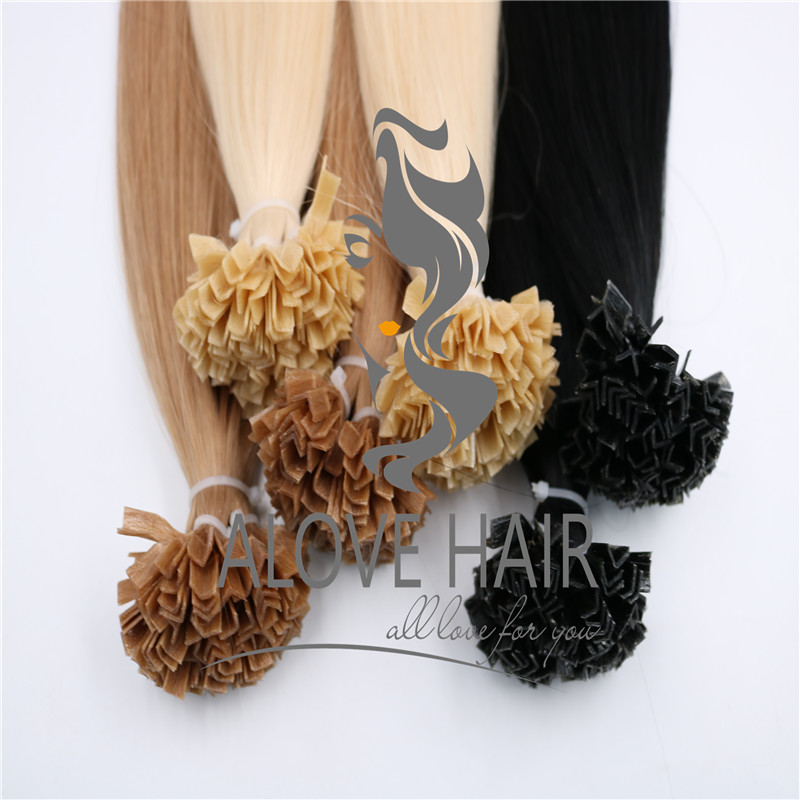 Double drawn different color  v tip keratin hair extensions Pairs