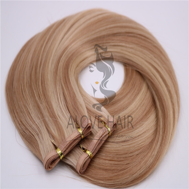 High quality piano color flat weft hair extensions 